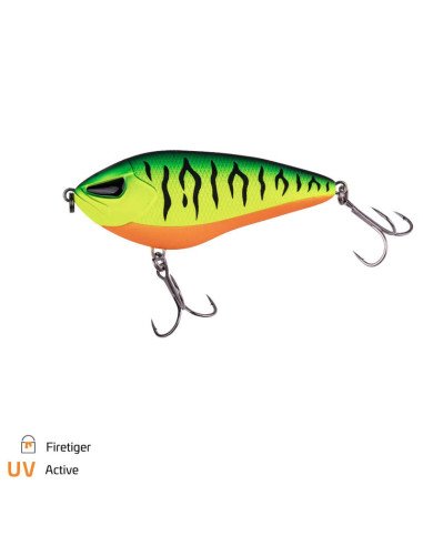 Zeck Fishing Rogue Glider Firetiger 12cm 79g 1,5m S Jerkbait Slider Zick Zack Lauf Weitwurf Sinkend Wobbler Spinnfischen-Blin...