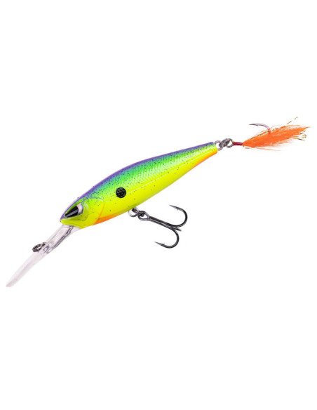 Zeck Fishing Hitch Purple Chartreuse BA 7,5cm 10,5g 2m SP Twitchbait Wobbler Schwebend Barsch Zander Spinnfischen-Blinker / S...