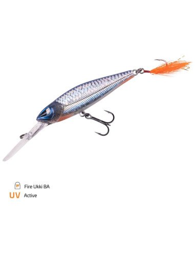 Zeck Fishing Hitch Fire Ukki BA 7,5cm 10,5g 2m SP Twitchbait Wobbler Schwebend Barsch Zander Spinnfischen-Blinker / Spinnköde...