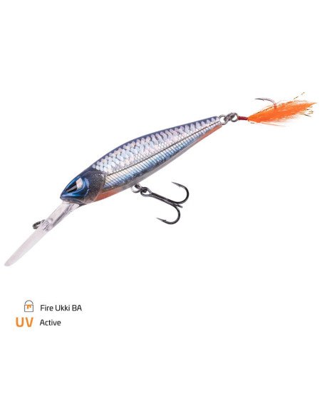 Zeck Fishing Hitch Fire Ukki BA 7,5cm 10,5g 2m SP Twitchbait Wobbler Schwebend Barsch Zander Spinnfischen-Blinker / Spinnköde...