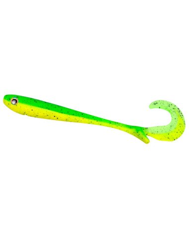 Zeck Fishing Baby Butcher Kiwi Lemon 14cm 23g 2 Stück innovatives Laufverhalten Twister Schaufelschwanz Spinnfischen-Gummifis...
