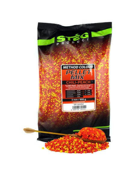 Steg Pellet Mix Chili & Peach 800g 3mm Method Feeder Bait High Protein-M.F. Pellets-JJ-Fishing