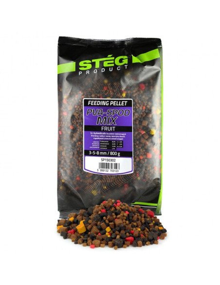 Steg PVA-Spod Mix Fruit 800g 3-5-8mm Extreme Lockwirkung Method Feeder Pellets Karpfenköder-M.F. Pellets-JJ-Fishing