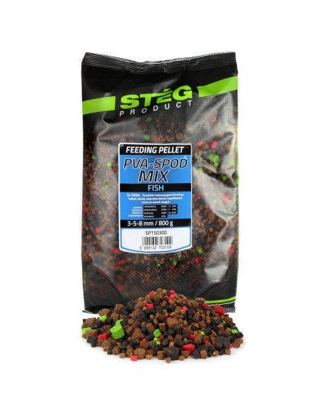 Steg PVA-Spod Mix Fish 800g 3-5-8mm Extreme Lockwirkung Method Feeder Pellets Karpfenköder-M.F. Pellets-JJ-Fishing