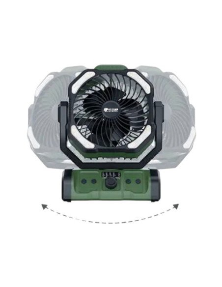Holdcarp Rechargeable DoubleMotor Fan 20 000mAh extra leise 60db mit Fernbedinung, Licht und Schwenkbaren Kopf Powerbank-Ange...