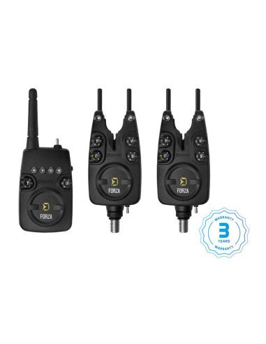 Delphin Forza 2+1 LIFE+ Bissanzeiger Set Multi Color Bitealarm Funkbissanzeiger mit Empfänger und Transportkoffer-Bissanzeige...