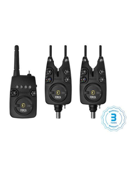 Delphin Forza 2+1 LIFE+ Bissanzeiger Set Multi Color Bitealarm Funkbissanzeiger mit Empfänger und Transportkoffer-Bissanzeige...