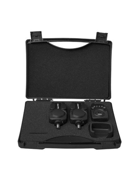 Delphin Forza 2+1 LIFE+ Bissanzeiger Set Multi Color Bitealarm Funkbissanzeiger mit Empfänger und Transportkoffer-Bissanzeige...