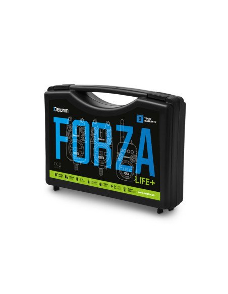 Delphin Forza 2+1 LIFE+ Bissanzeiger Set Multi Color Bitealarm Funkbissanzeiger mit Empfänger und Transportkoffer-Bissanzeige...