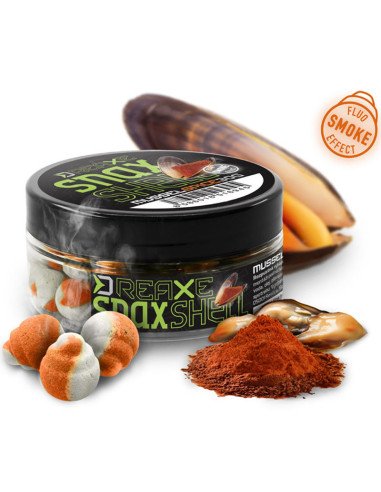 Delphin D SNAX SHELL Wafter Muschel & Spice 10mm 30g Balanced Smoke Effect Method Feeder Hochintensive Angelköder-M.F. Wafter...