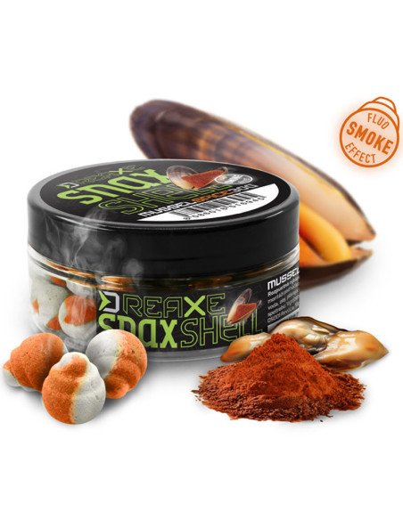 Delphin D SNAX SHELL Wafter Muschel & Spice 12mm 30g Balanced Smoke Effect Method Feeder Hochintensive Angelköder-M.F. Wafter...
