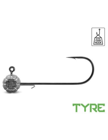 Delphin TYRE Jigkopf mit Halter 7,5g-4/0 5 Stück Ultra Strong Jighaken Gummifisch Montage-Hook & Co-JJ-Fishing