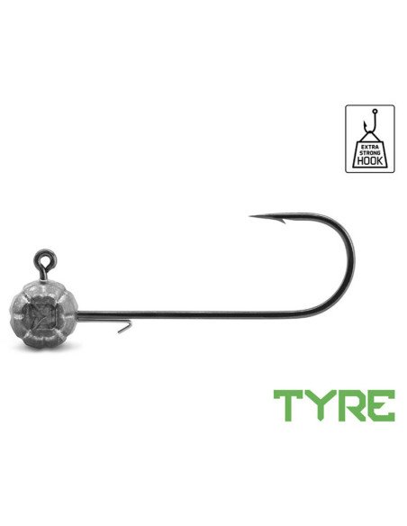 Delphin TYRE Jigkopf mit Halter 7,5g-4/0 5 Stück Ultra Strong Jighaken Gummifisch Montage-Hook & Co-JJ-Fishing