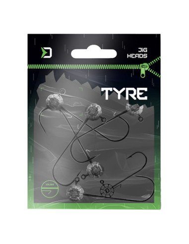Delphin TYRE Jigkopf mit Halter 5g-6/0 5 Stück Ultra Strong Jighaken Gummifisch Montage-Hook & Co-JJ-Fishing