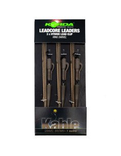 Korda Kable Leadcore Leader 1m 3 Stück Gravel Hybrid Lead Clip Ringwirbel Schlaufe-Leader & Leadcore-JJ-Fishing