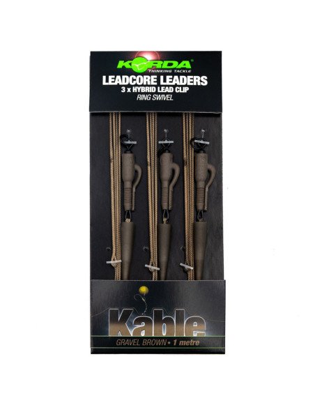Korda Kable Leadcore Leader 1m 3 Stück Gravel Hybrid Lead Clip Ringwirbel Schlaufe-Leader & Leadcore-JJ-Fishing