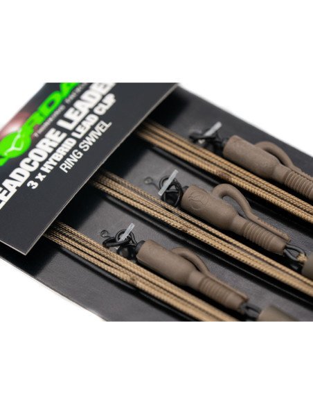 Korda Kable Leadcore Leader 1m 3 Stück Gravel Hybrid Lead Clip Ringwirbel Schlaufe-Leader & Leadcore-JJ-Fishing