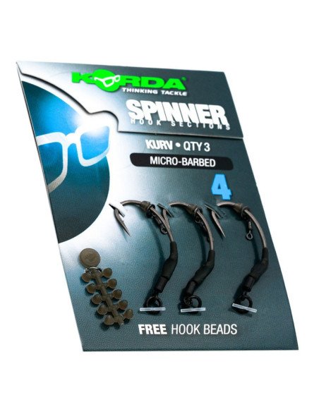 Korda Spinner Hook Sections Krank 4 Micro Barbed 3Stk. Krank Angelhaken Extra Scharf Pop Up Montage-Hook & Co-JJ-Fishing