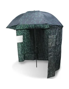 NGT 45" Camo Brolly with Zip on Side Sheet Angelschirm Seitenschutz-Schirme & Zelte-JJ-Fishing