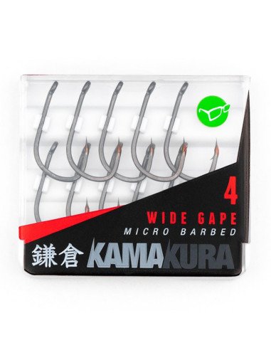 Korda Kamakura Wide Gape 4 Micro Barbed 10 Stück Extra Scharf Angelhaken in Transportbox-Hook & Co-JJ-Fishing