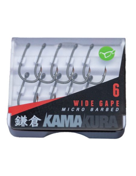 Korda Kamakura Wide Gape 6 Micro Barbed 10 stück Extra Scharf Angelhaken in Transportbox-Hook & Co-JJ-Fishing
