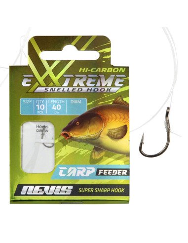 Nevis Extreme Carp Feeder Vorfächer Größe 6 40cm 0,22mm 10 Stück Angelvorfächer Ready Carp Rigs-Vorfächer-JJ-Fishing