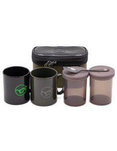 Korda Compac Tea Set 2 People 2 Becher 2 Kunststoffdosen 1 Teelöffel Transporttasche Cutlery Bag-Outdoor Cooking-JJ-Fishing 2
