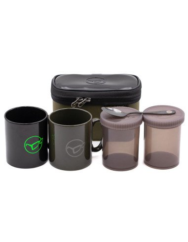 Korda Compac Tea Set 2 People 2 Becher 2 Kunststoffdosen 1 Teelöffel Transporttasche Cutlery Bag-Outdoor Cooking-JJ-Fishing