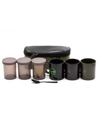 Korda Compac Tea Set 3 People 3 Becher 3 Kunststoffdosen 1 Teelöffel Transporttasche Cutlery Bag-Outdoor Cooking-JJ-Fishing
