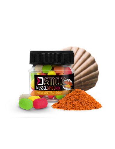 Delphin MIX D SNAX WAFTER Mussel Spice Dumbel 7x5,5mm 20g Method Feeder Multi Mix Angelköder-M.F. Wafter-JJ-Fishing