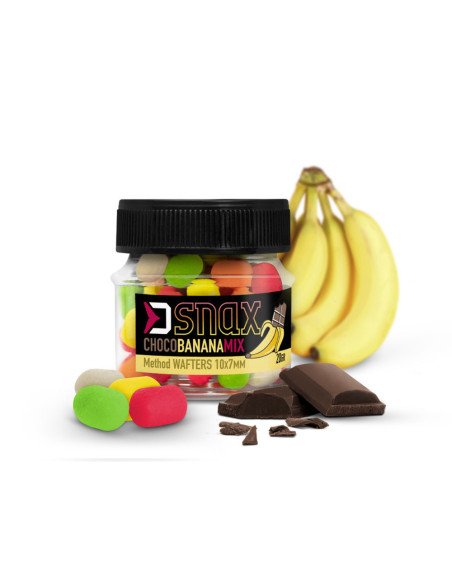 Delphin MIX D SNAX WAFTER Schokolade - Banane Dumbel 7x5,5mm 20g Method Feeder Multi Mix Angelköder-Köder-JJ-Fishing