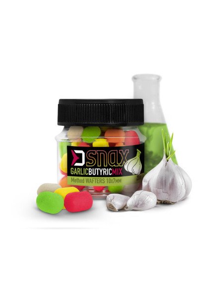 Delphin MIX D SNAX WAFTER Knoblauch - N-Butyric Acid Dumbel 7x5,5mm 20g Method Feeder Multi Mix Angelköder-Köder-JJ-Fishing