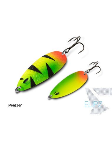 Delphin ELIPZ FullSCALE Spoon PERCHY 1 Stück 7,5cm 12g Hook 2 Raubfisch Blinker Trout Bait Spinnköder Ultra Leicht-Turn signa...