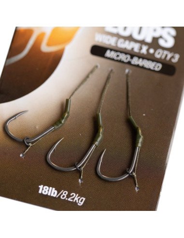 Korda Loop Rigs Wide Gape X 6 18lb Ready tied Hook Sections 3Stk. Angelvorfach-Pre-Compartments-JJ-Fishing