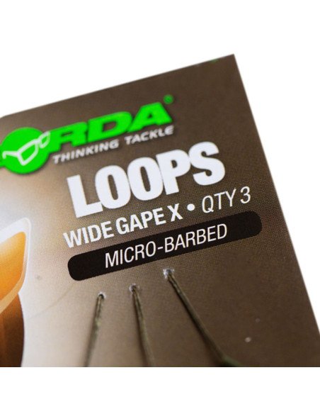 Korda Loop Rig Wide Gape X 6 18lb 3 Stück Ready tied Hook Sections Angelvorfach-Vorfächer-JJ-Fishing
