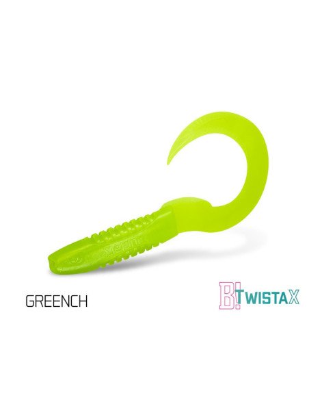 Delphin TwistaX Eeltail GREENCH 6cm UV Active Twister Eel 5 Stk. Gummifisch Spinnköder-Köder-JJ-Fishing