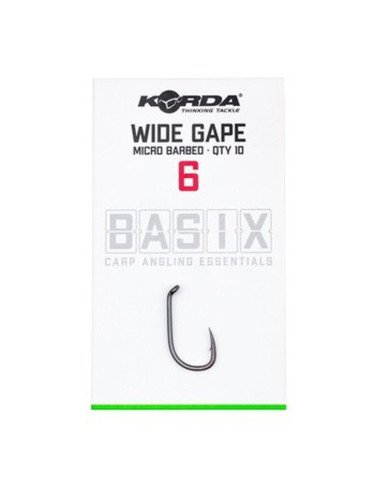 Korda Basix Wide Gape Size 6 Micro Barbed 10 Stück Angelhaken Extra Scharf Immens Stark-Hook & Co-JJ-Fishing