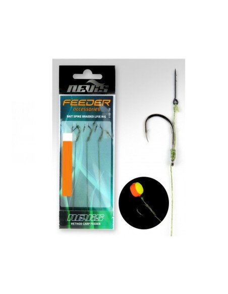 Nevis Method Feeder Spike Rig Größe 6 0,16mm Geflochten 3 Stück Premium Qualität Vorfächer mit Köderdorn-Vorfächer-JJ-Fishing