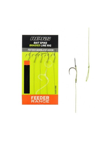 Nevis Feeder Dorn Geflochten Metod Rig Größe 12 Barbless Schonen Angelvorfach 0,12mm 5 Stück Method Feeder Ready Rig-Vorfäche...