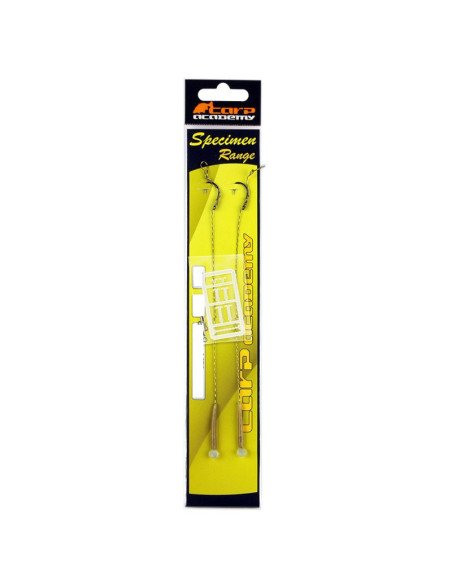 Carp Academy Basic Super Rig 2 Stück Länge 25cm 25lb Size 6 Barbed Vorfach mit Boilie Stopper-Vorfächer-JJ-Fishing