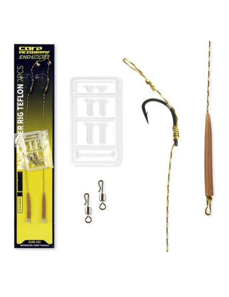Carp Academy Basic Super Rig 2 Stück Länge 25cm 25lb Size 2 Barbed Vorfach mit Boilie Stopper-Pre-Compartments-JJ-Fishing