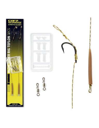 Carp Academy Basic Super Rig 2 Stück Länge 25cm 25lb Size 6 Barbed Vorfach mit Boilie Stopper-Vorfächer-JJ-Fishing