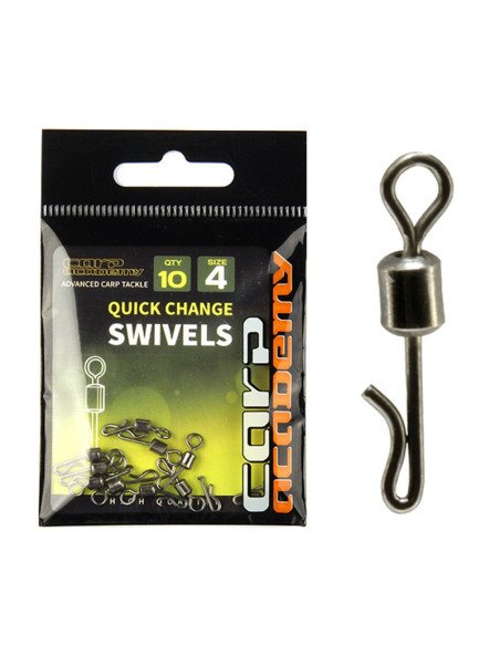 Carp Academy Quick Change Swivel Größe 4 Schnellwechsel Wirbel 35kg Karpfen 10 Stück-Swivels-JJ-Fishing