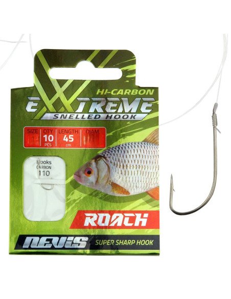 Nevis Extreme Roach Vorfächer Größe 14 45cm 0,12mm 10 Stück Angelvorfächer Ready Rigs-Vorfächer-JJ-Fishing