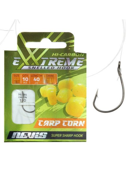 Nevis Extreme Carp Corn Vorfächer Größe 4 40cm 0,25mm 10 Stück Angelvorfächer Ready Carp Rigs-Vorfächer-JJ-Fishing