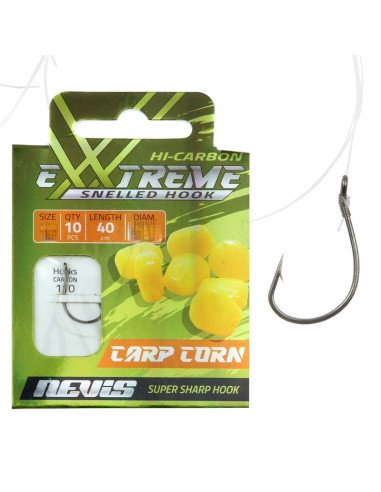 Nevis Extreme Carp Corn Vorfächer Größe 12 40cm 0,20mm 10 Stück Angelvorfächer Ready Carp Rigs-Vorfächer-JJ-Fishing