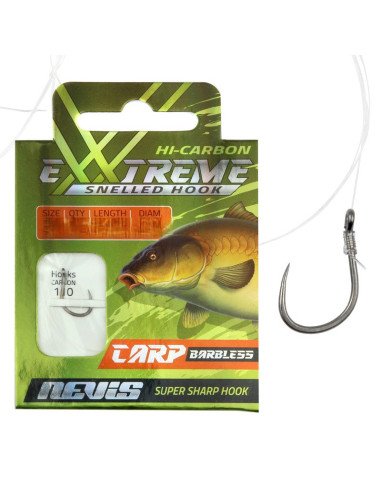 Nevis Extreme Big Carp Barbless Vorfächer Größe 10 40cm 0,20mm 10 Stück Angelvorfächer Ready Carp Rigs-Vorfächer-JJ-Fishing
