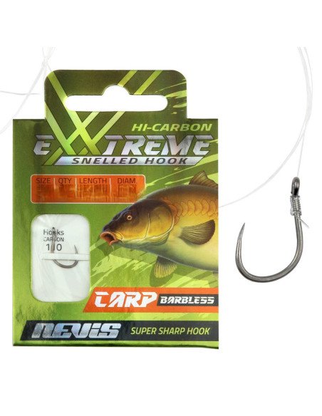Nevis Extreme Big Carp Barbless Vorfächer Größe 10 40cm 0,20mm 10 Stück Angelvorfächer Ready Carp Rigs-Vorfächer-JJ-Fishing