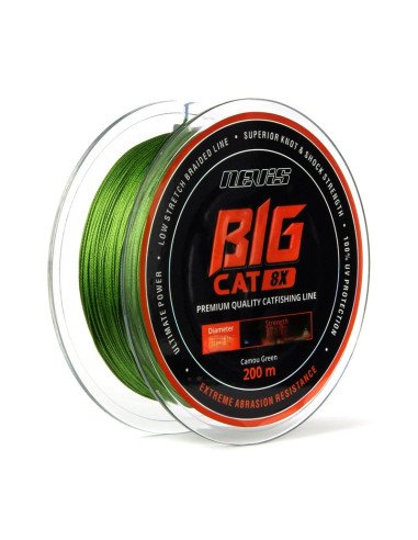 Nevis Big Cat 0.80mm 200m Premium Catfish Line grüne Geflochtene Angelschnur-Endtackle-JJ-Fishing