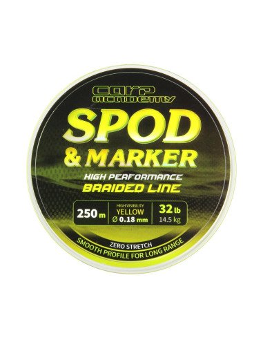 Carp Academy Spod & Marker Braid 250m 0.18m Fluo Yellow Braided Line Geflochtene Hauptschnur-Schnüre-JJ-Fishing